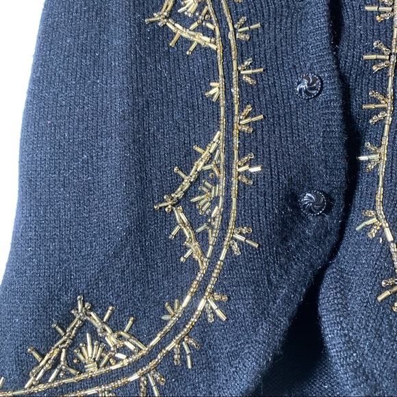 Napa valley hipster sweater sequin vest gold navy button Sargent pepper sz med - Picture 2 of 7